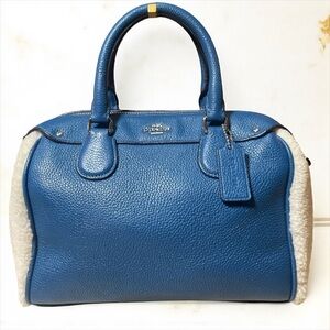 Coach Mini Bennett Slate Blue Shearling & Leather Satchel Crossbody 🧊